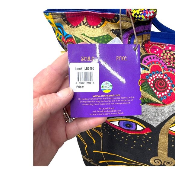 Laurel Burch Colorful Black Cat Shoulder Purse Pocketbook Canvas Tote Bag NEW - Picture 15 of 16